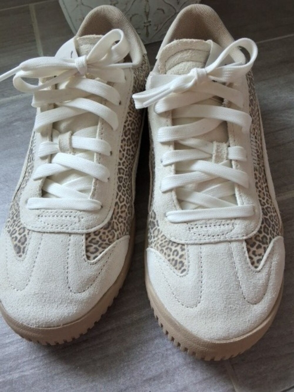 Puma Cream and Tan Leopard-Accent Sneakers - Picture 2 of 4